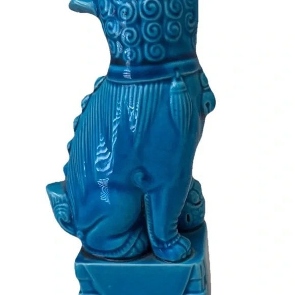 Vintage Chinese Foo Dog Turquoise Blue Glazed Porcelain - Picture 6 of 12